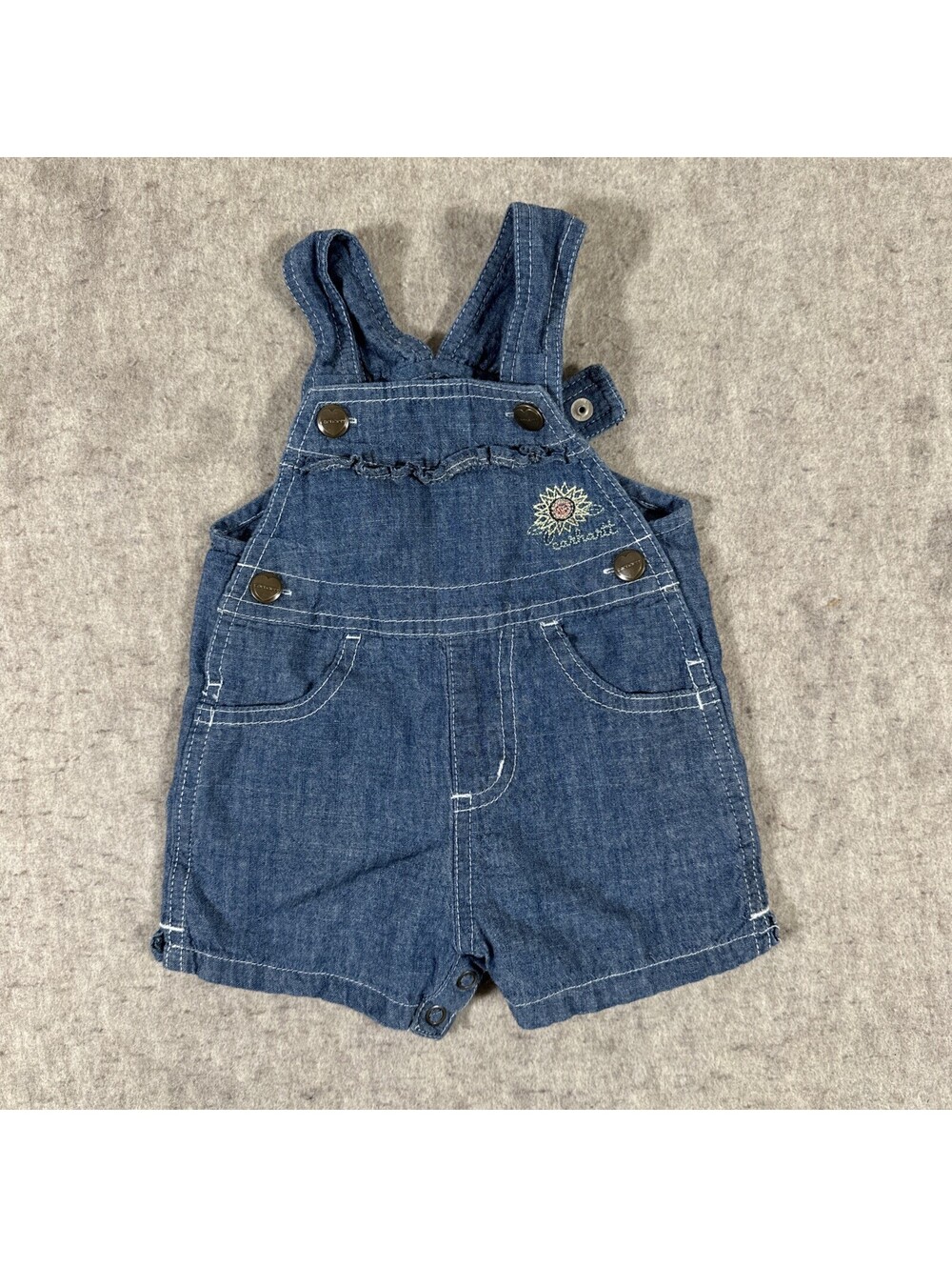 Carhartt Kids 9 Month Denim Bib Overall Blue Jean Snap